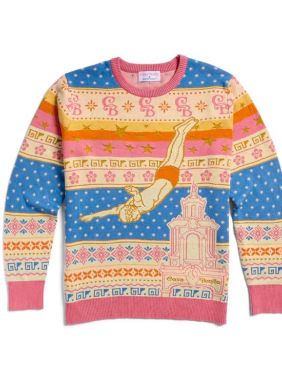 Casa Bonita Sweaters - Casa Bonita Pink, Blue and Gold Christmas Sweater. NWT xs